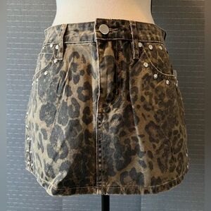 PTCL Leopard Studded Stretch Twill Skirt